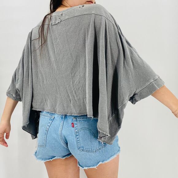 Free People gray distressed batwing oversized tee - Picture 7 of 8